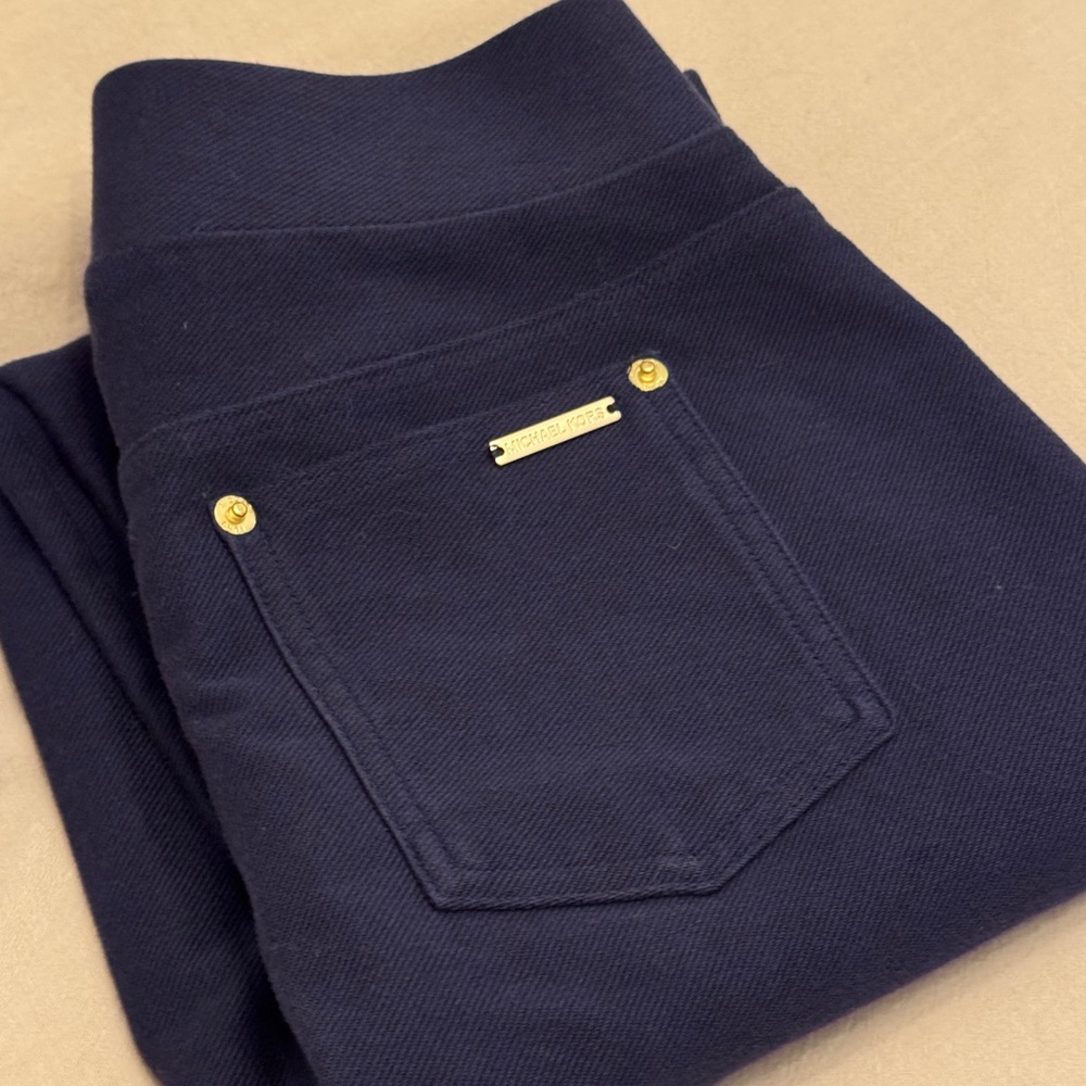 Michael Kors Dark Blue Trousers with Gold Details